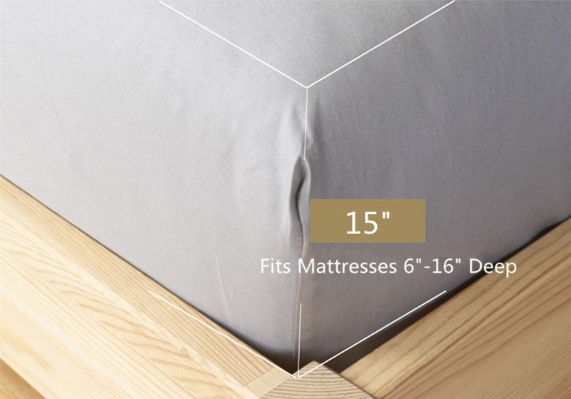 Meicotton Bedding King Size Premium Cotton Fitted Sheet Only - 300 Thread Count Pure Natural Cotton Fabric - 14" Deep Pocket,Breathable,Ultra Soft & Silky (King,Dark Grey) - Image 2
